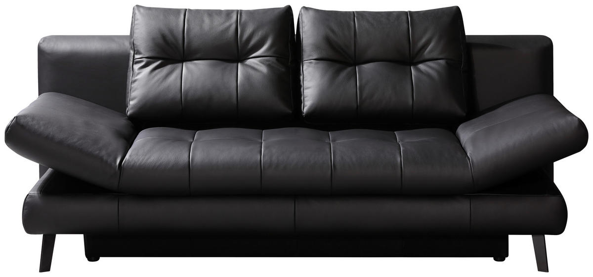 SCHLAFSOFA in Echtleder Schwarz  - Schwarz, Design, Leder/Metall (209/94/94cm) - Novel