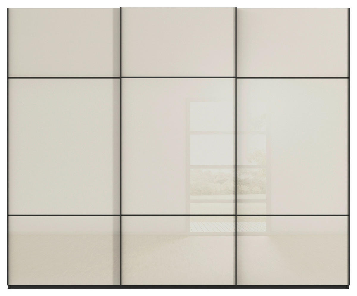 SCHWEBETÜRENSCHRANK 242/223/68 cm 3-türig Schwarz, Champagner  - Champagner/Schwarz, KONVENTIONELL, Glas/Holzwerkstoff (242/223/68cm) - Novel