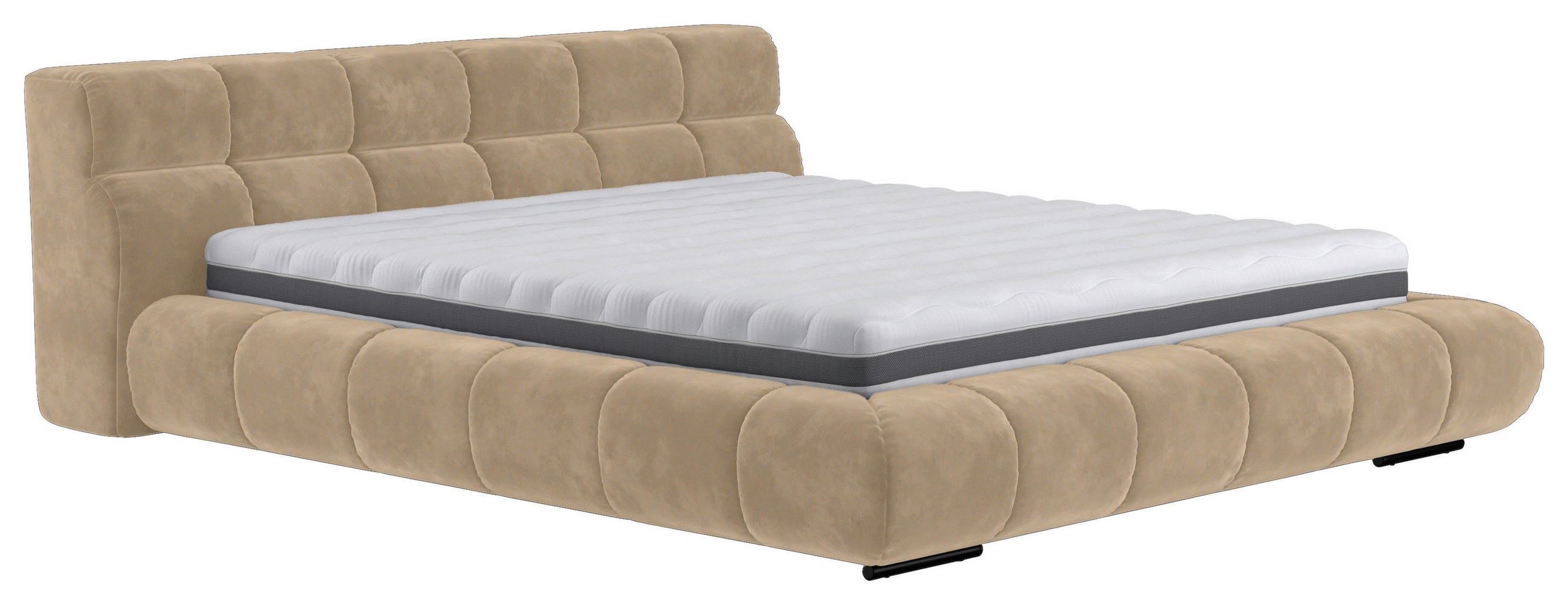 POLSTERBETT 200/200 cm,  in Sandfarben,  - Sandfarben/Schwarz, Design, Textil/Metall (200/200cm) - Belluti