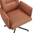 ARMLEHNSTUHL  in Aluminium Echtleder pigmentiert  - Cognac/Schwarz, MODERN, Leder/Metall (61/86-93/66cm) - Novel