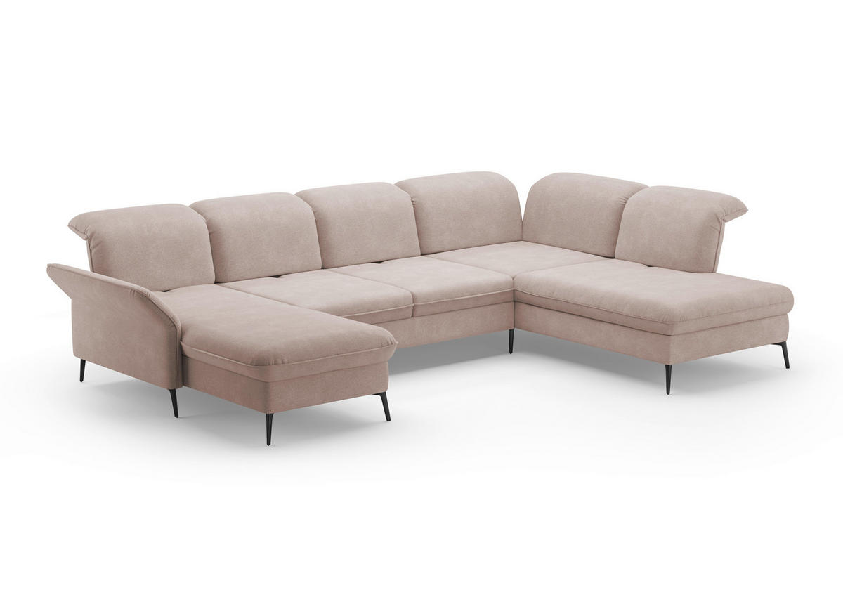 WOHNLANDSCHAFT in Flachgewebe Greige  - Greige/Schwarz, Konventionell, Textil/Metall (198/359/231cm) - Sit & More