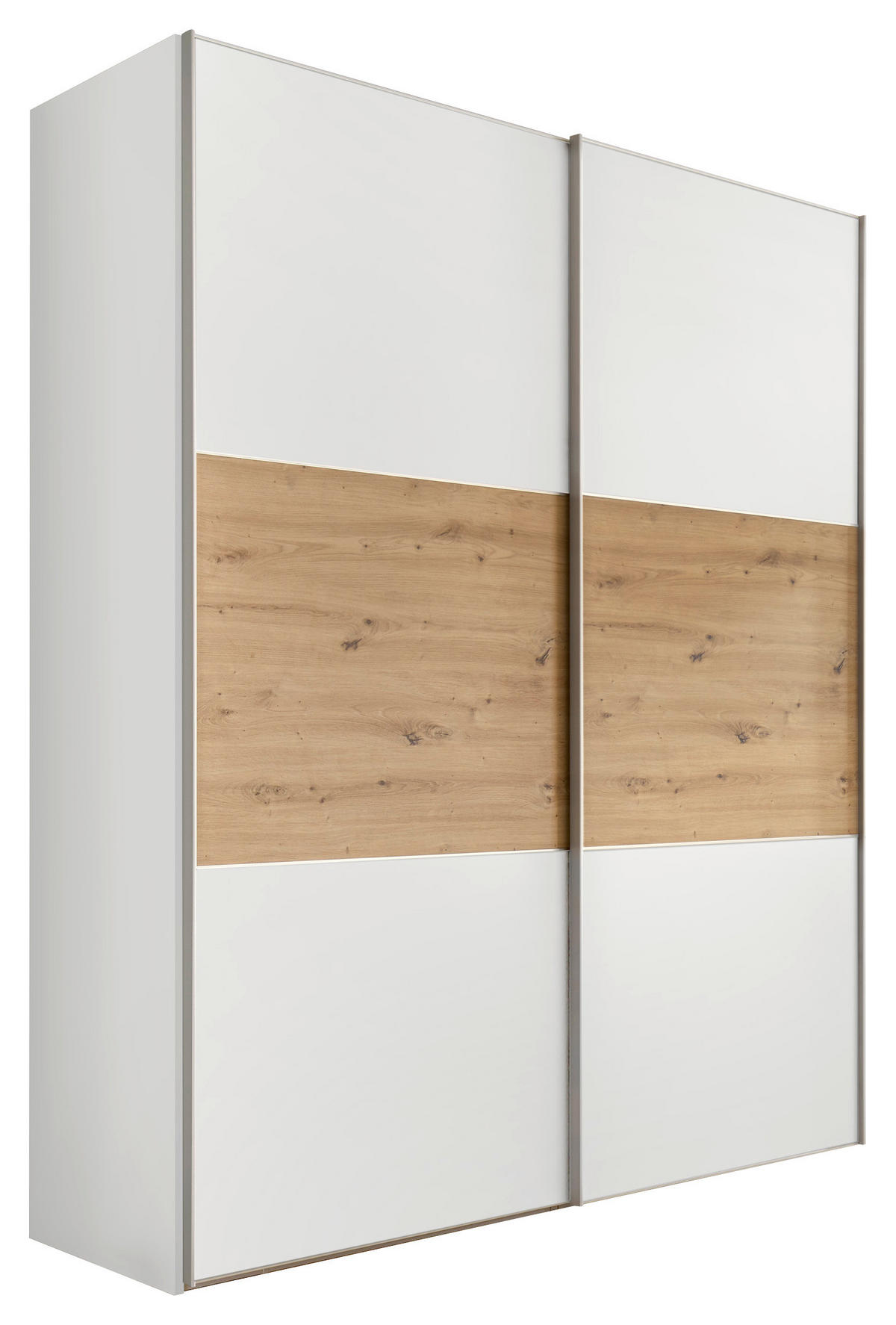 SCHWEBETÜRENSCHRANK 167/222/68 cm 2-türig Weiß, Eiche Artisan  - Alufarben/Weiß, Holzwerkstoff/Metall (167/222/68cm) - Moderano