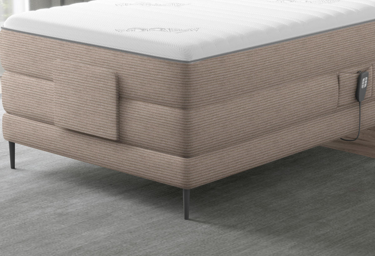 BOXSPRINGBETT 100/200 cm  in Hellbraun  - Hellbraun/Schwarz, Natur, Textil/Metall (100/200cm) - Esposa