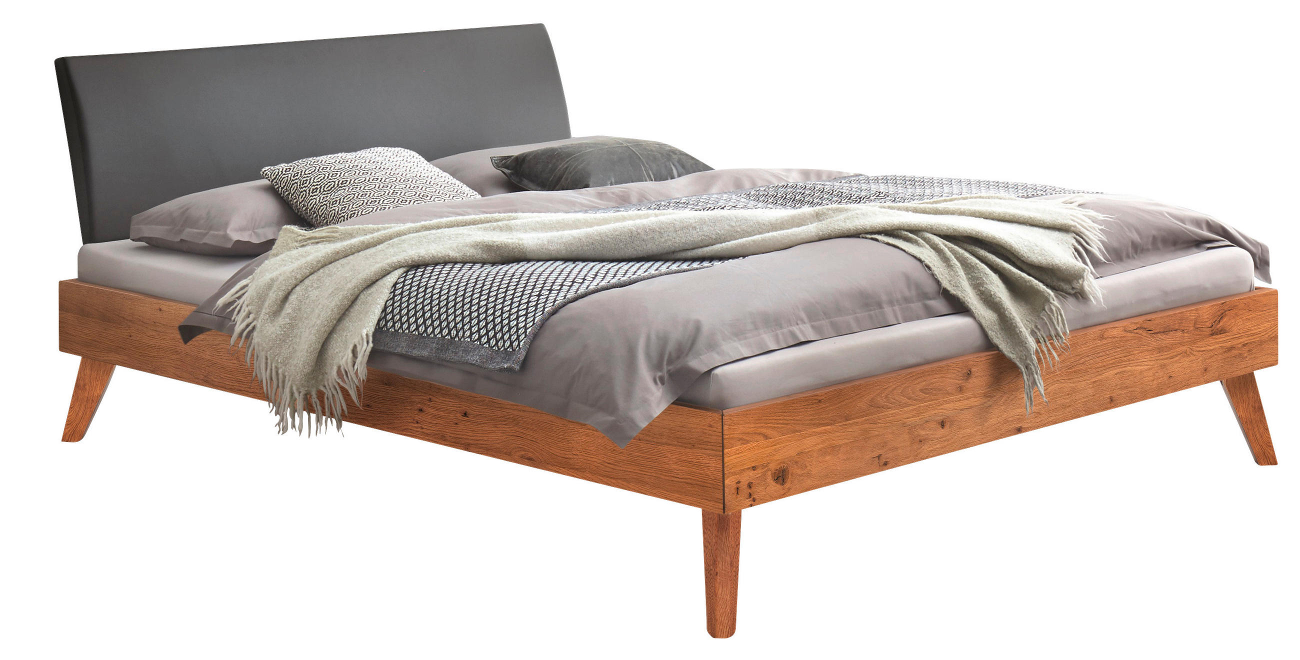 BETT 200/200 cm,  in Wildeiche,  - Wildeiche/Anthrazit, Natur, Holz (200/200cm) - Hasena