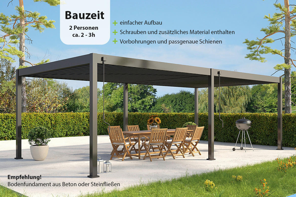 PERGOLA 800/255/400 cm Aluminium  - Anthrazit, Basics, Metall (800/255/400cm) - Gardenson