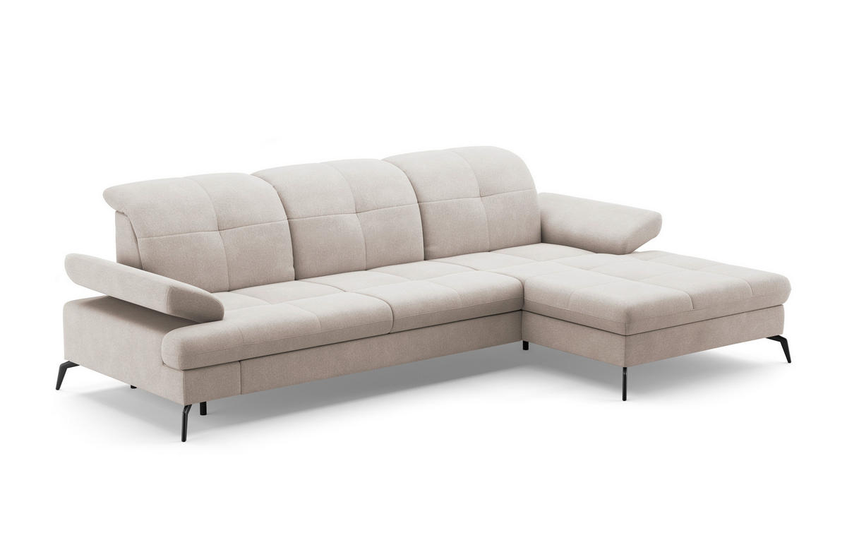 ECKSOFA in Flachgewebe Greige  279/185 cm  - Greige/Schwarz, KONVENTIONELL, Textil/Metall (279/185cm) - Sit & More