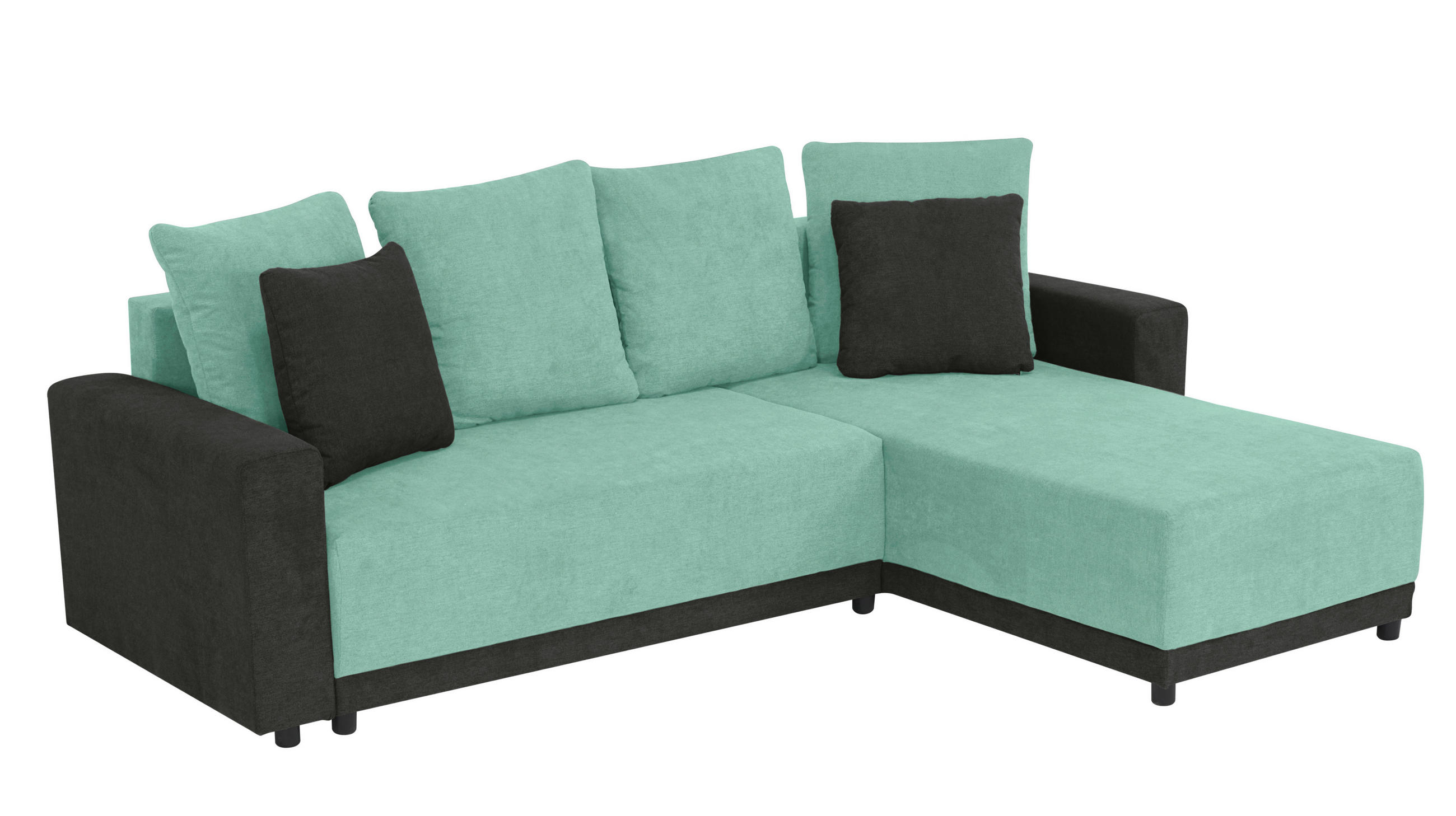ECKSOFA Anthrazit, Mintgrün Mikrofaser  - Anthrazit/Schwarz, Design, Kunststoff/Textil (178/248cm) - MID.YOU