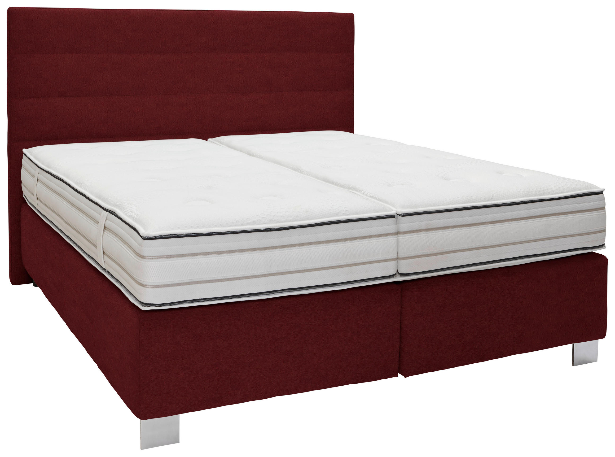 BOXSPRINGBETT 180/200 cm  in Rotbraun  - Rotbraun/Alufarben, Konventionell, Holzwerkstoff/Textil (180/200cm) - Dieter Knoll