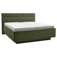 POLSTERBETT 180/200 cm,  in Olivgrün, gepolstertes Kopfteil, Bettkasten, Lattenroste, Matratzen, H3 + H3 = fest  - Weiß/Olivgrün, Design, Textil (180/200cm) - Musterring
