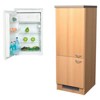 GERÄTEUMBAUSCHRANK 60/162/60 cm  in Buchefarben  - Edelstahlfarben/Beige, MODERN, Holzwerkstoff/Kunststoff (60/162/60cm) - FlexWell