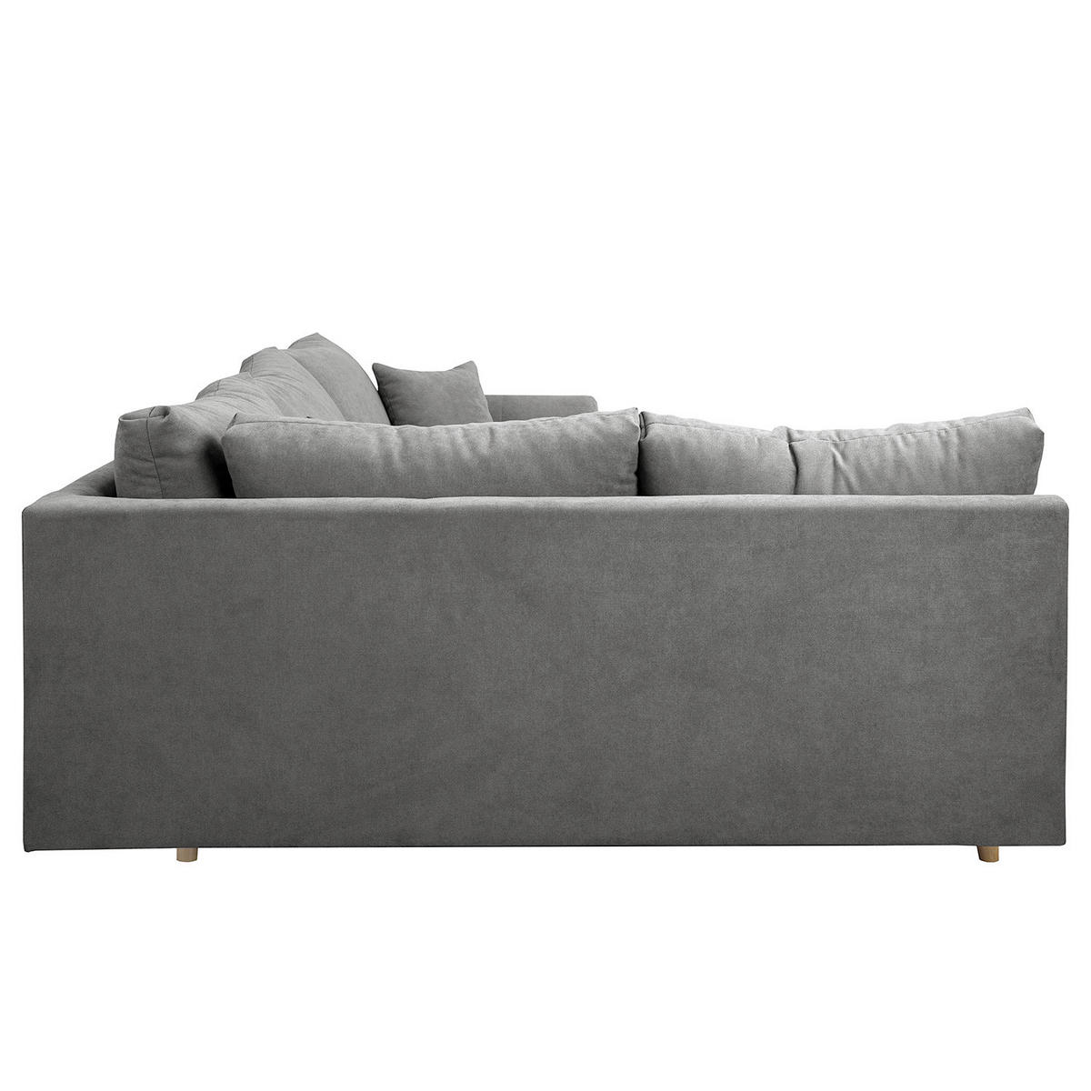 ECKSOFA inkl. Hocker Ariella Dunkelgrau Mikrofaser  - Dunkelgrau/Naturfarben, Design, Holz/Textil (161/231cm) - Livetastic