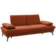 2,5-SITZER Cognac Echtleder  - Cognac/Schwarz, Design, Leder/Metall (212/86/94cm) - Dieter Knoll