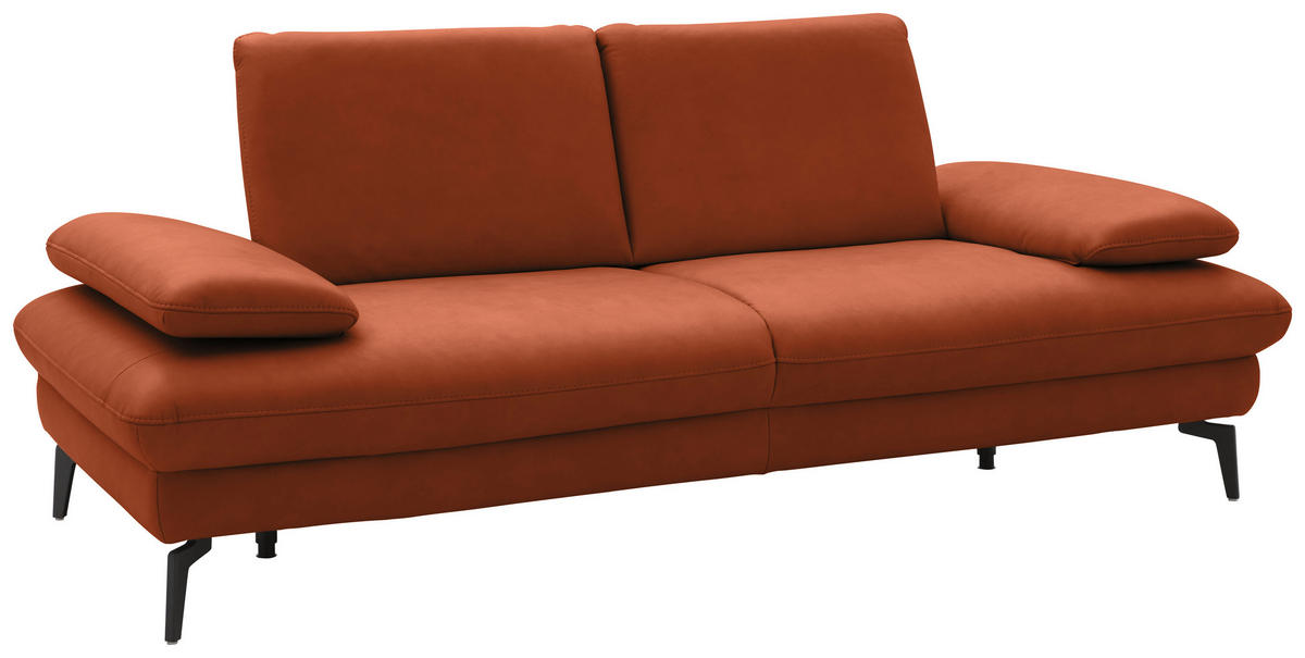 2,5-SITZER in Echtleder Cognac  - Cognac/Schwarz, Design, Leder/Metall (212/86/94cm) - Dieter Knoll