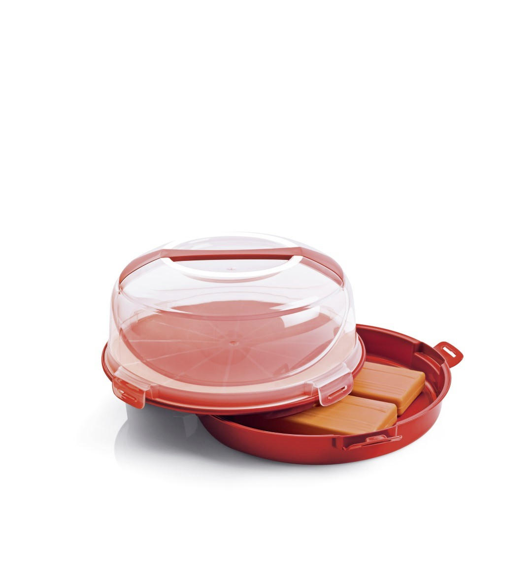 PŘENOSNÝ BOX, 34,5/18 cm - průhledné/červená, Basics, plast (34,5/18cm) - Homeware Profession.