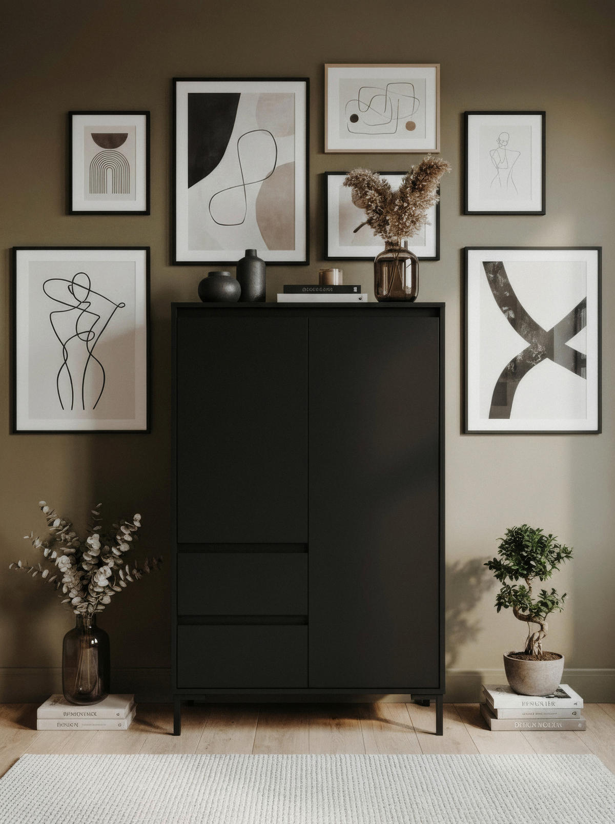 HIGHBOARD , 81/139/40 cm, 2 Schublade(n)  - Schwarz, Design, Holzwerkstoff/Metall (81/139/40cm) - MID.YOU