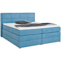 BOXSPRINGBETT 180/200 cm,  in Blau, Matratze, Bettkasten, Topper, H2 + H3 = mittel + fest  - Blau/Schwarz, KONVENTIONELL, Kunststoff/Textil (180/200cm) - Carryhome