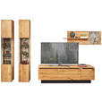 WOHNWAND  in Eichefarben  298/205,7/53,7 cm  - Eichefarben/Schwarz, Natur, Glas/Holz (298/205,7/53,7cm) - Valnatura