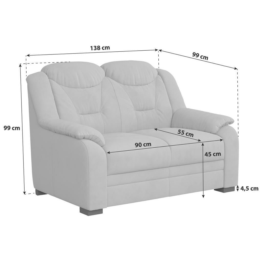 Thumbnail - Mid.you 2-Sitzer-Sofa, Hellgrau, Textil, 138x99x99 cm, Made in EU, Rücken echt, Armteil links, rechts, Wohnzimmer, Sofas...