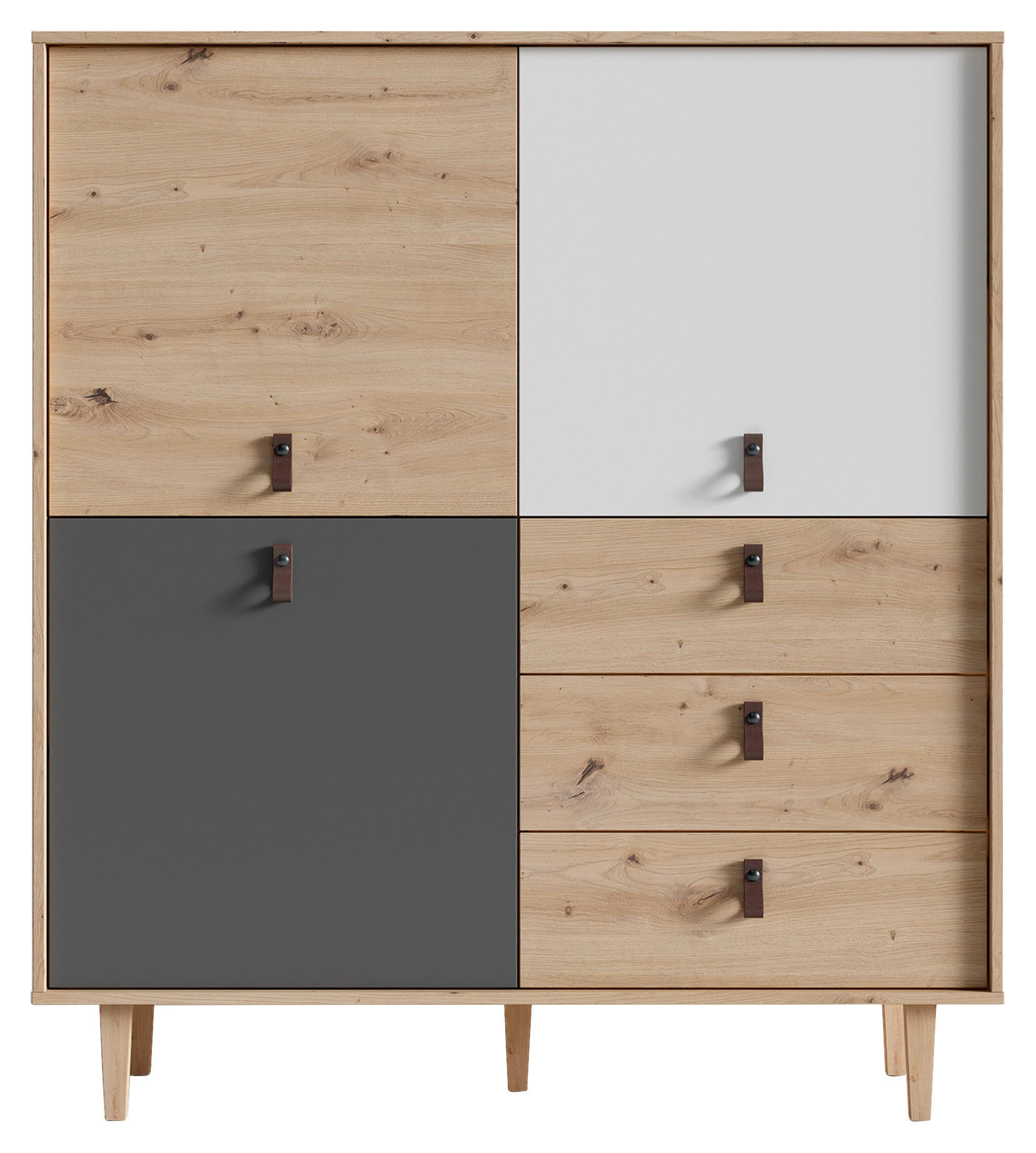 HIGHBOARD  in 120/135/36,5 cm  - Eichefarben/Anthrazit, Design, Holz/Holzwerkstoff (120/135/36,5cm) - MID.YOU