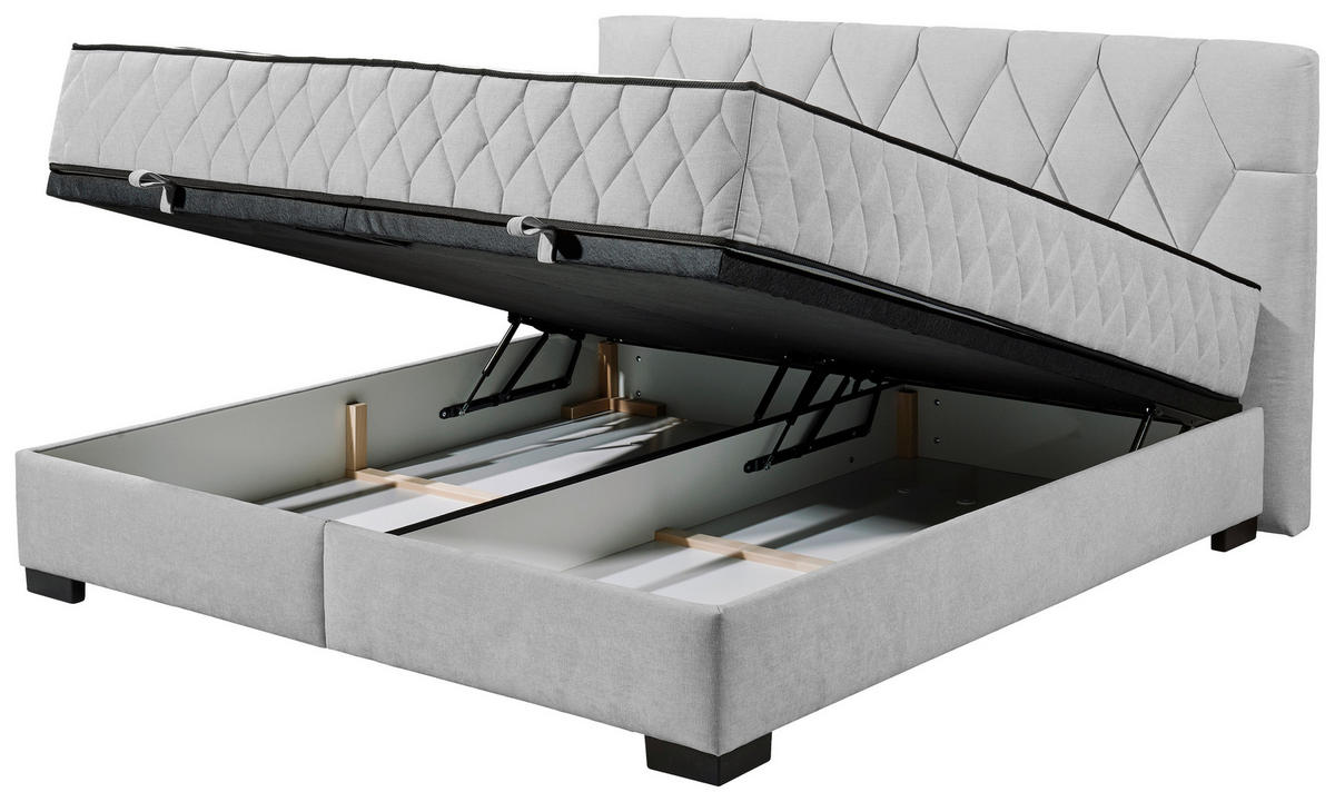 BOXBETT 180/200 cm  in Hellgrau  - Hellgrau/Schwarz, Modern, Holzwerkstoff/Kunststoff (180/200cm) - MID.YOU
