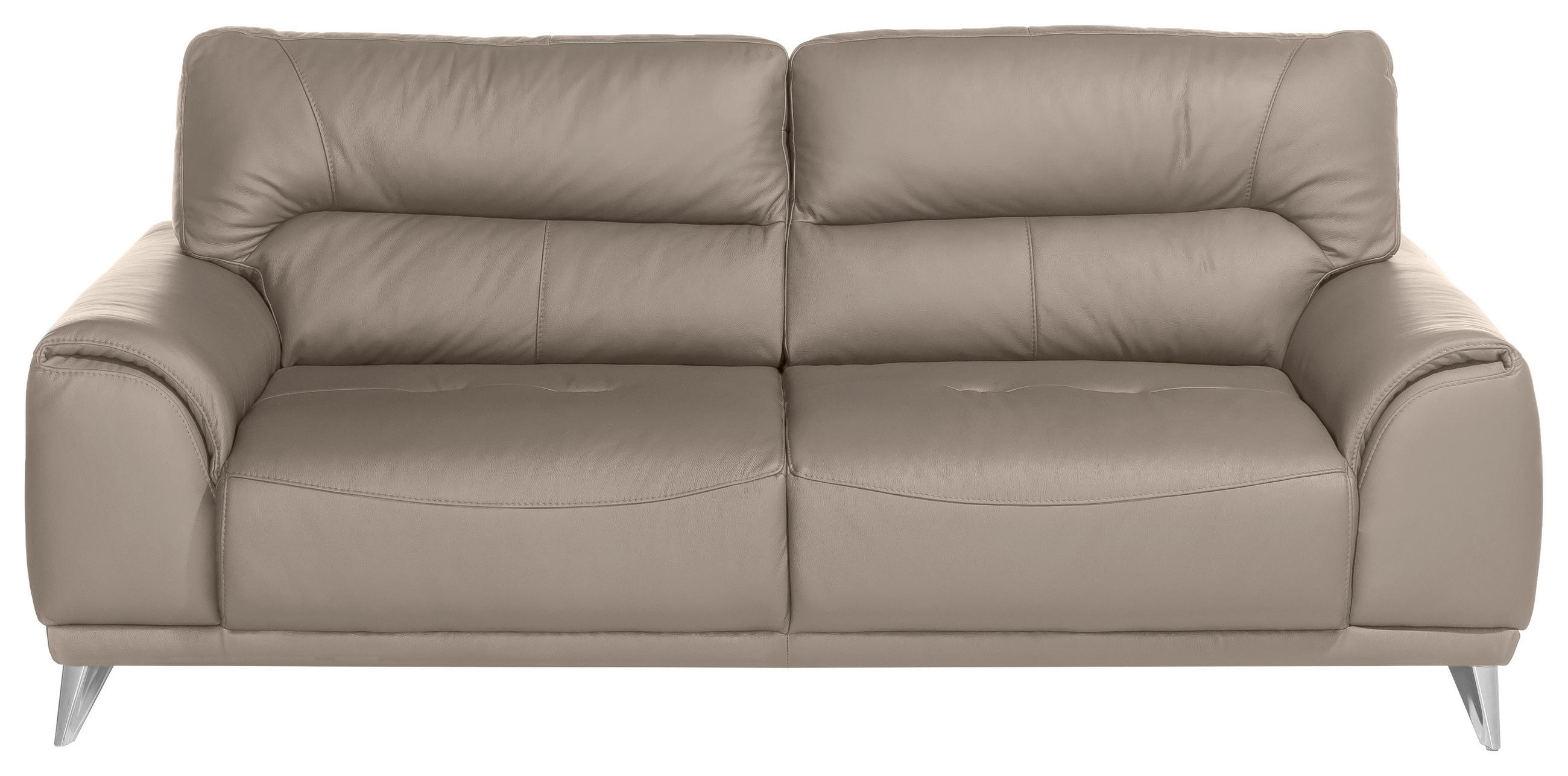 3-SITZER-SOFA Lederlook Sandfarben  - Sandfarben/Chromfarben, MODERN, Textil/Metall (210/92/96cm) - MID.YOU