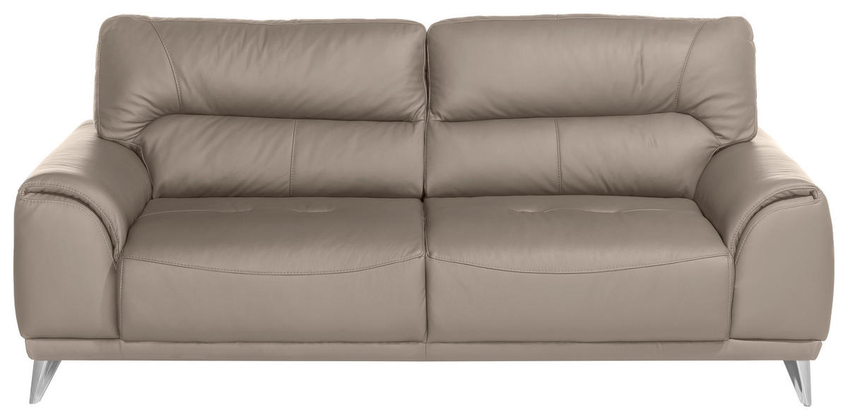 3-SITZER-SOFA Lederlook Sandfarben  - Sandfarben/Chromfarben, MODERN, Textil/Metall (210/92/96cm) - MID.YOU