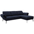 ECKSOFA  in Flachgewebe Blau Armteilverstellung, Relaxfunktion, Drehsitzfunktion  255-365/175-224 cm  - Blau/Schwarz, Design, Textil/Metall (255-365/175-224cm) - Dieter Knoll