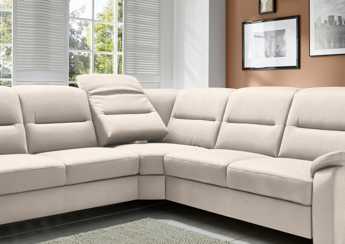 ECKSOFA in Mikrofaser Creme  - Creme/Schwarz, Konventionell, Holz/Textil (303/245cm) - Beldomo Comfort