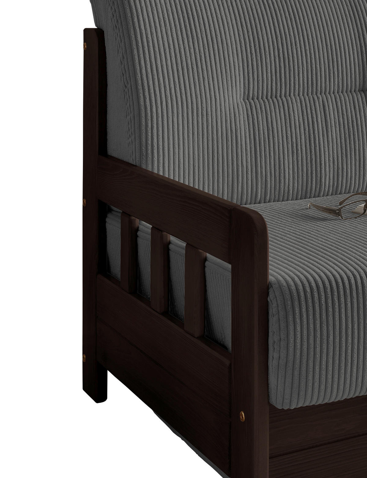 SCHLAFSOFA in Cord Grau, Nussbaumfarben  - Nussbaumfarben/Grau, MODERN, Holz/Textil (154/88/90cm) - Livetastic