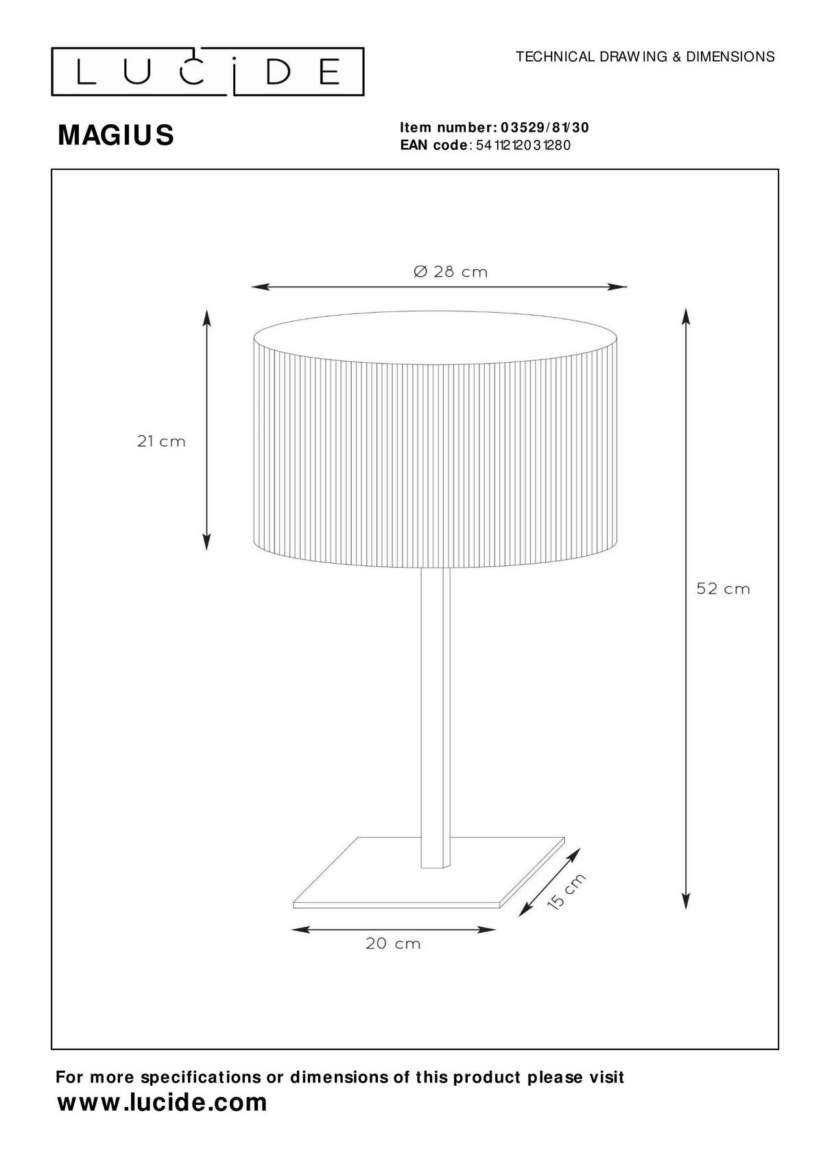 TISCHLEUCHTE 28/28/52 cm   - LIFESTYLE (28/28/52cm) - Lucide