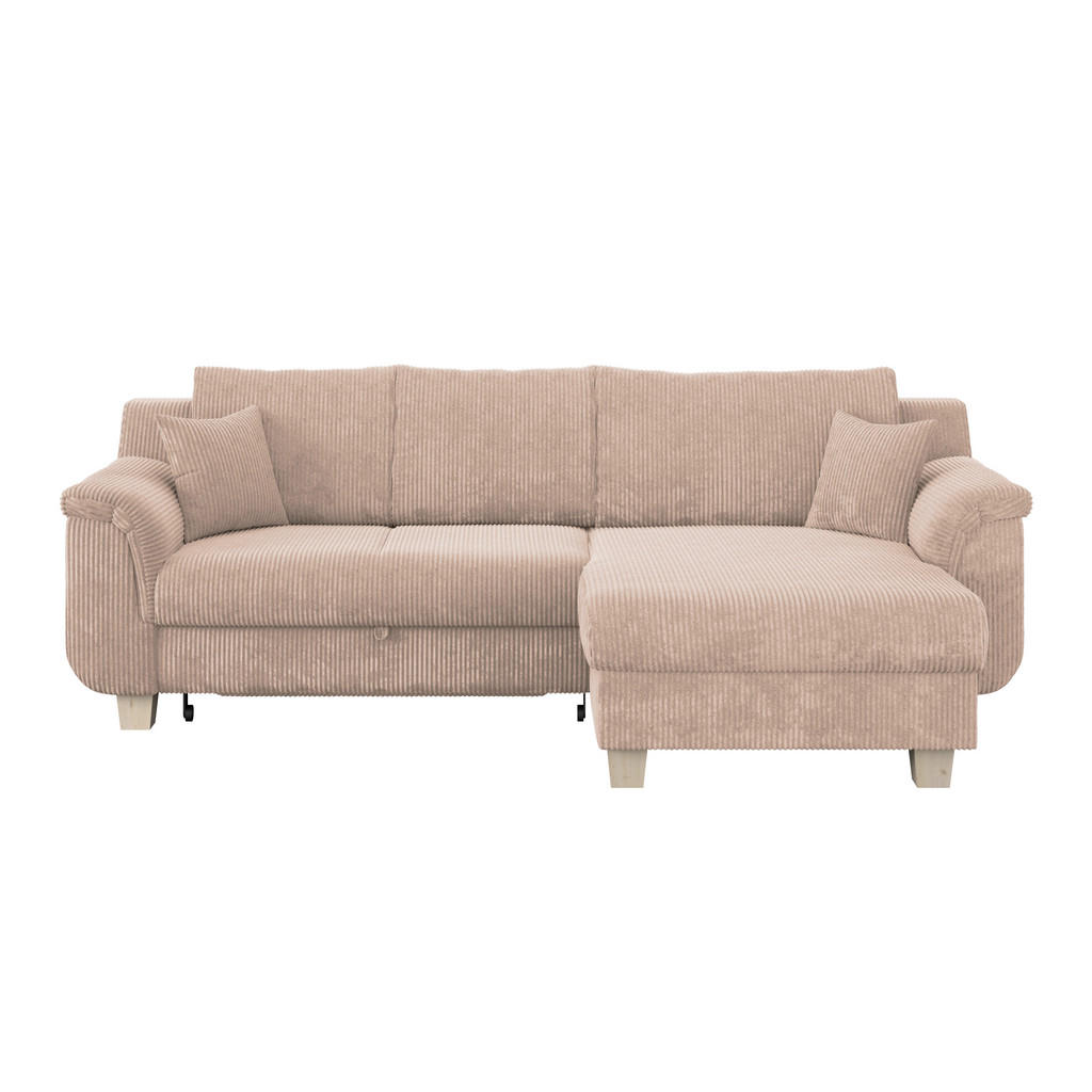 Ecksofa M. Schlaffunktion Alex + Bettkasten Beige 246x88 Cm