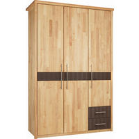 DREHTÜRENSCHRANK 141/215/65 cm 3-türig  - Chromfarben/Erlefarben, Natur, Holz/Metall (141/215/65cm) - Linea Natura
