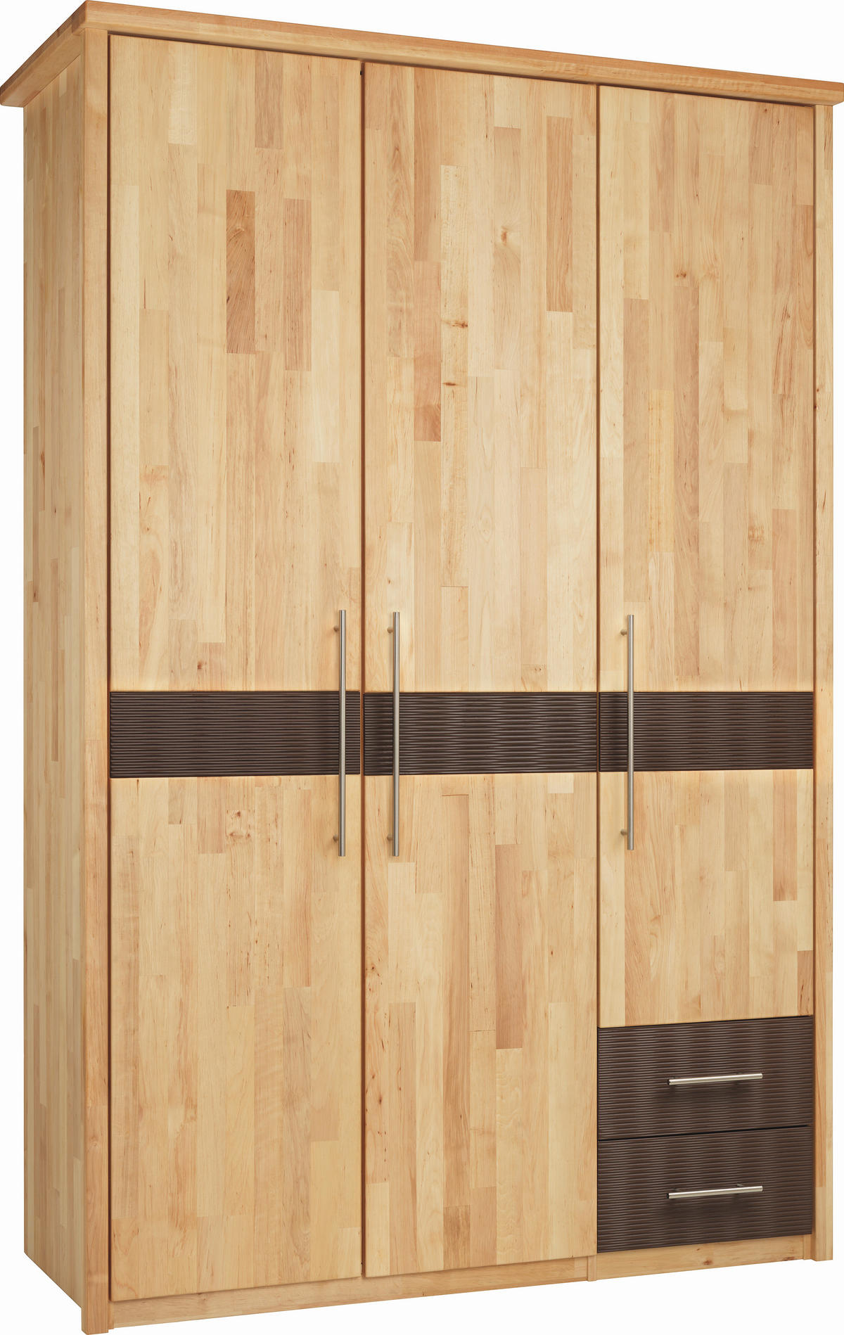 DREHTÜRENSCHRANK 141/215/65 cm 3-türig  - Chromfarben/Erlefarben, Natur, Holz/Metall (141/215/65cm) - Linea Natura