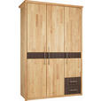 DREHTÜRENSCHRANK 141/215/65 cm 3-türig  - Chromfarben/Erlefarben, Natur, Holz/Metall (141/215/65cm) - Linea Natura