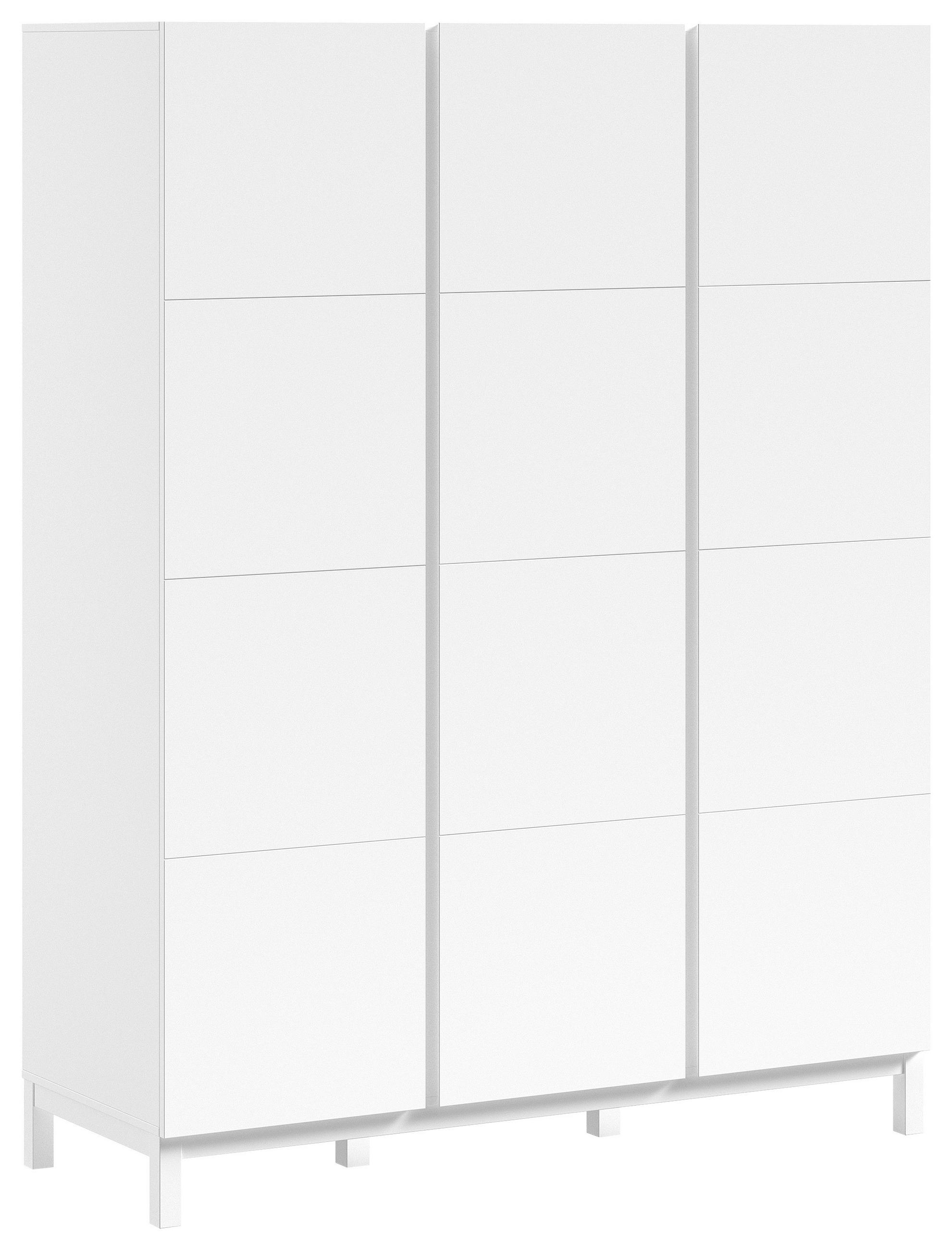 KLEIDERSCHRANK 3-türig Kiefer teilmassiv Weiß  - Weiß, MODERN, Holz/Holzwerkstoff (148,8/196,2/57,8cm) - Vipack
