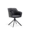 ARMLEHNSTUHL  Sitzfläche 180° drehbar, automatische Rückholfunktion Mikrofaser Echtleder  - Schwarz, MODERN, Leder/Textil (59/82/62cm) - MID.YOU