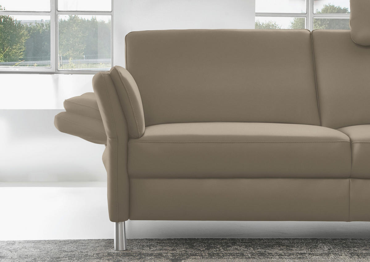 2,5-SITZER in Leder Greige  - Greige/Alufarben, Design, Leder/Metall (164/82/99cm) - Dieter Knoll