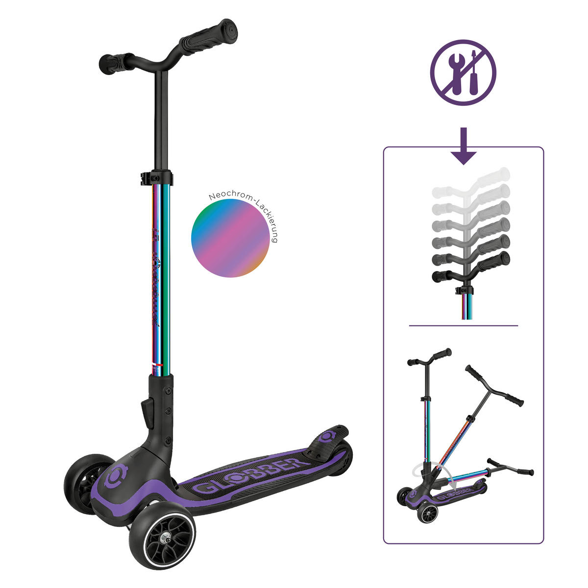 KINDERSCOOTER ULTIMUM  - Chromfarben, Basics, Kunststoff/Metall (39.5/101/63cm) - GLOBBER