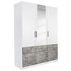 DREHTÜRENSCHRANK 3-türig Weiß, Grau  - Alufarben/Weiß, Basics, Holzwerkstoff/Kunststoff (136/197/54cm) - Xora