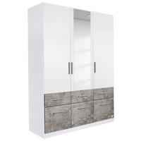 DREHTÜRENSCHRANK 3-türig Weiß, Grau  - Alufarben/Weiß, Basics, Holzwerkstoff/Kunststoff (136/197/54cm) - Xora