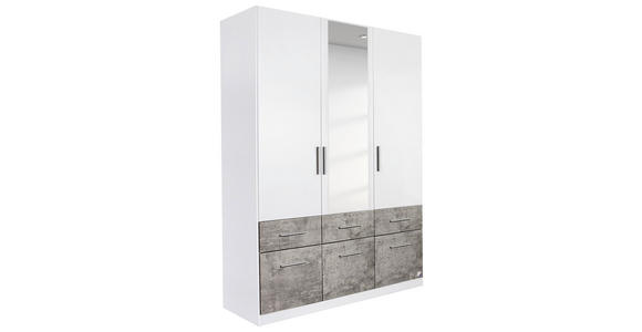 DREHTÜRENSCHRANK 3-türig Weiß, Grau - Alufarben/Weiß, Basics, Holzwerkstoff/Kunststoff (136/197/54cm) - Xora