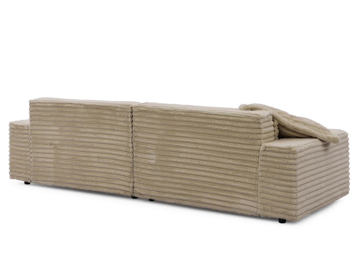 ECKSOFA Curduroy in Cord Hellbraun Rückenkissen  251/142 cm  - Hellbraun/Schwarz, Design, Kunststoff/Textil (251/142cm) - P & B