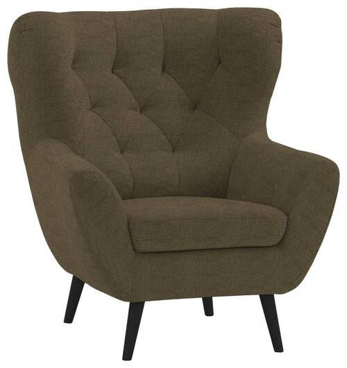SESSEL in Mikrofaser Olivgrün  - Anthrazit/Schwarz, Design, Holz/Textil (87/101/95cm) - Stylife