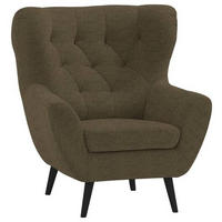 SESSEL in Mikrofaser Olivgrün  - Anthrazit/Schwarz, Design, Holz/Textil (87/101/95cm) - Stylife