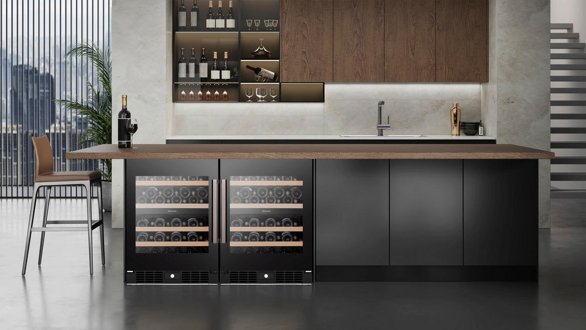 WEINKLIMASCHRANK RW3N122GSLF  - Schwarz, MODERN, Glas/Metall (59,5/81,9/57,5cm) - Hisense