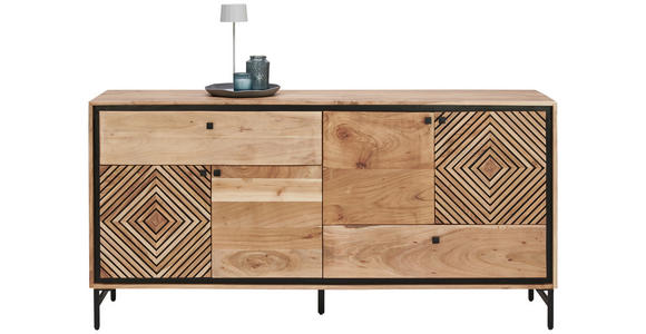 SIDEBOARD 175/85/42 cm  - Schwarz/Akaziefarben, Design, Holz/Metall (175/85/42cm) - Ambia Home