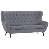 3-SITZER-SOFA in Mikrofaser Grau  - Schwarz/Grau, Design, Holz/Textil (187/101/95cm) - Stylife