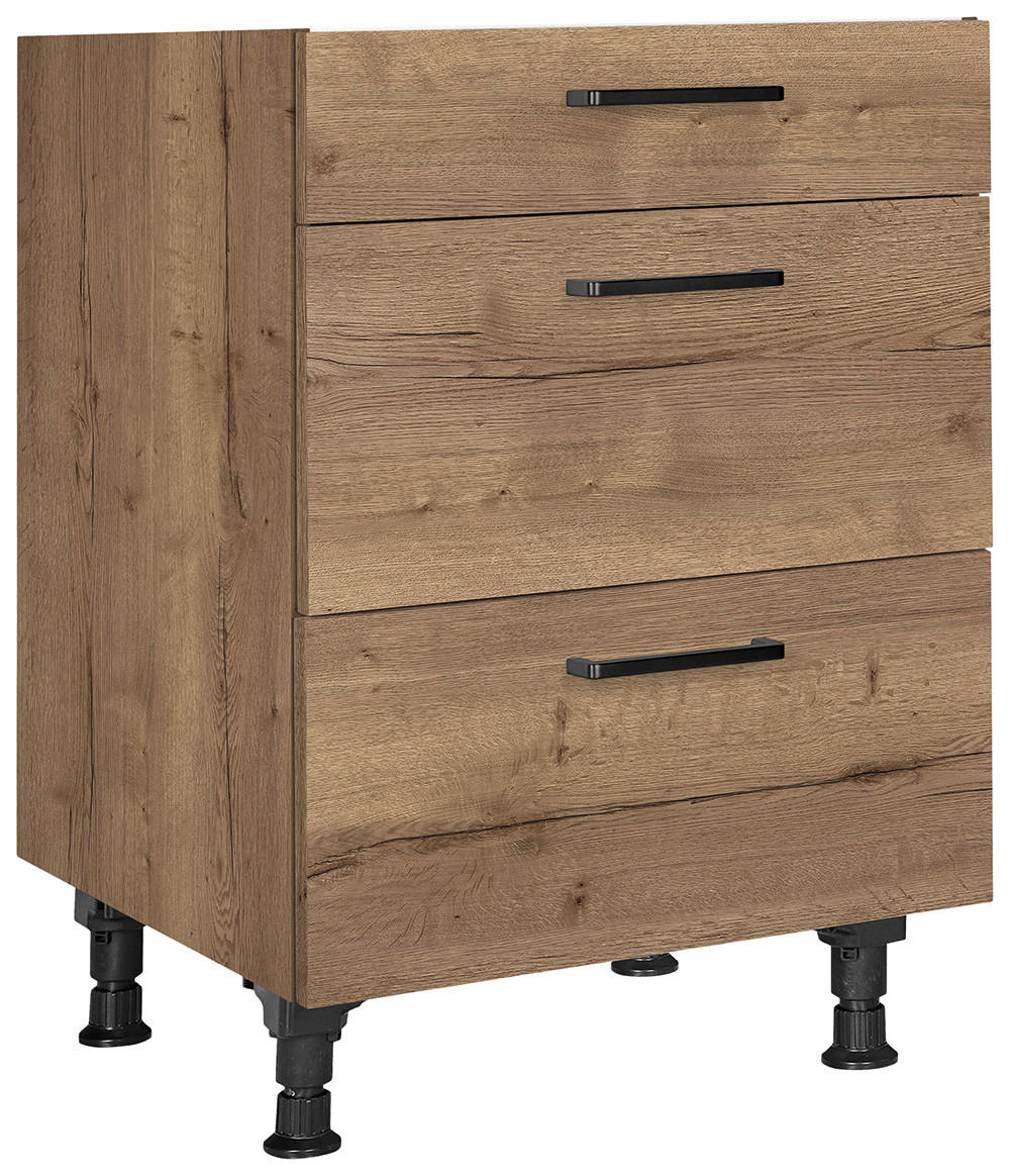 SCHUBKASTENUNTERSCHRANK 60/87/56 cm  in Eiche dunkel  - Eiche dunkel/Schwarz, MODERN, Holzwerkstoff/Metall (60/87/56cm) - Nobilia