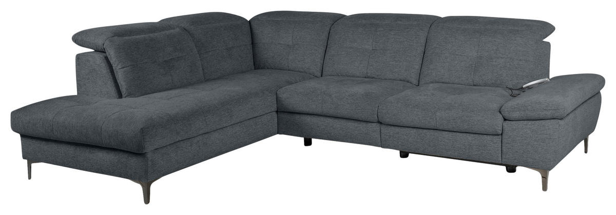 ECKSOFA Dunkelgrau Webstoff  - Dunkelgrau/Schwarz, KONVENTIONELL, Textil/Metall (225/288cm) - Carryhome