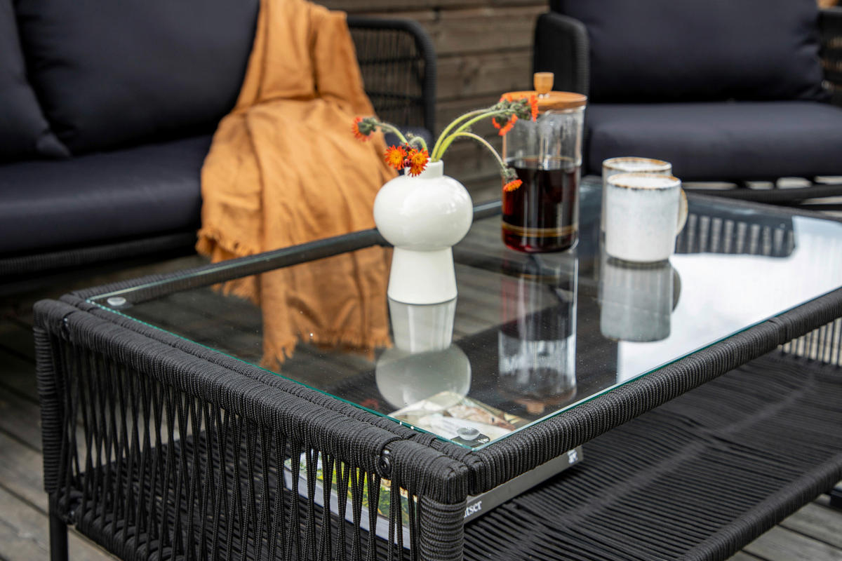LOUNGEGRUPP 4 delar  - svart, Klassisk, metall/textil - Gardenson